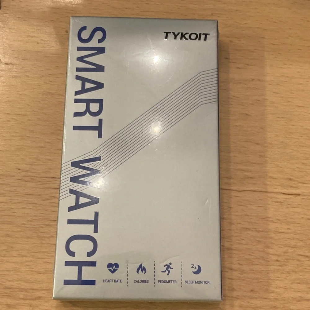 TYKOIT Smart Watch Fitness Tracker Android  & IOS Compatible- Black Band - NIB